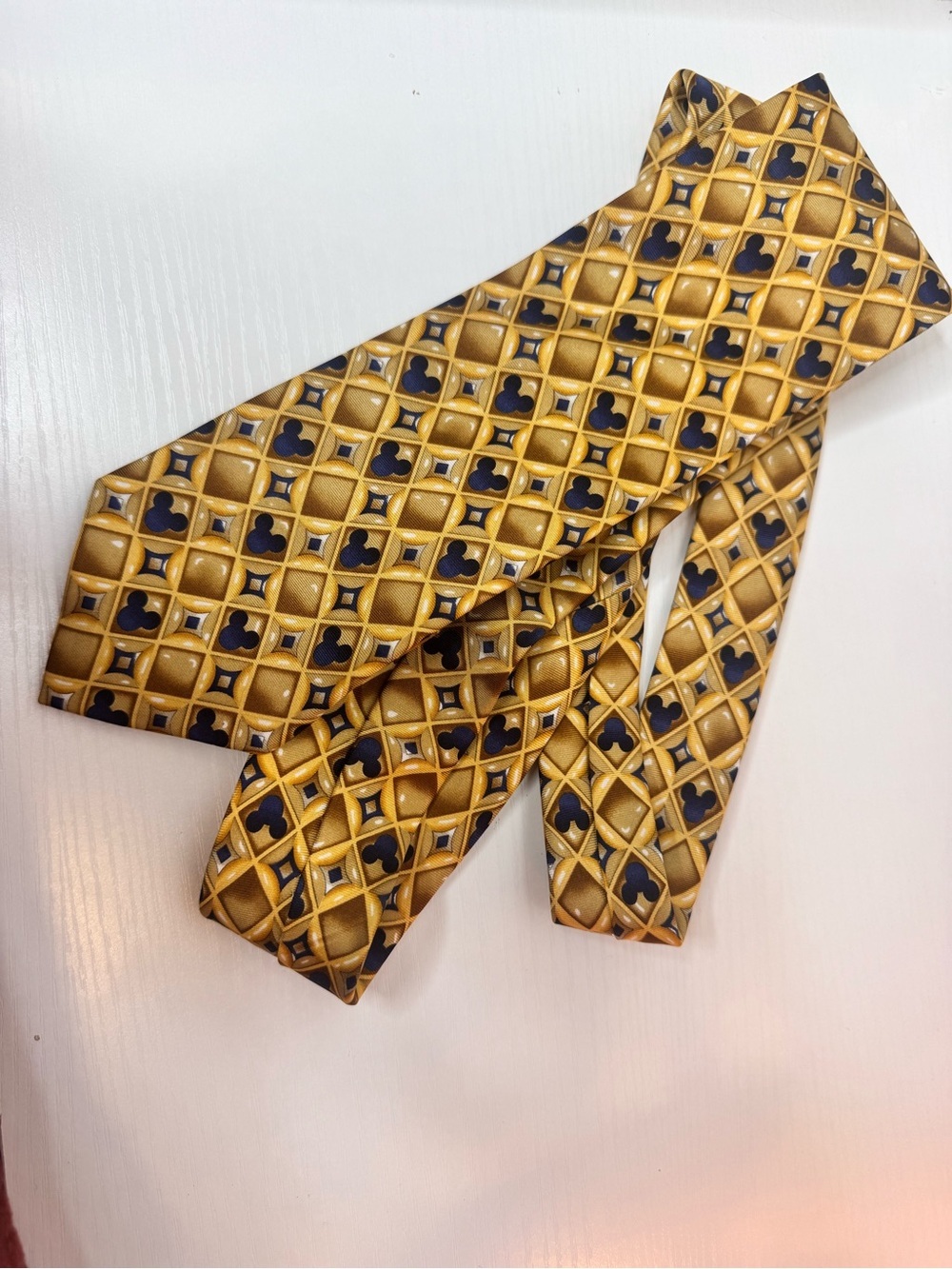 Vintage Mickey Disneyland Gold 100% silk tie